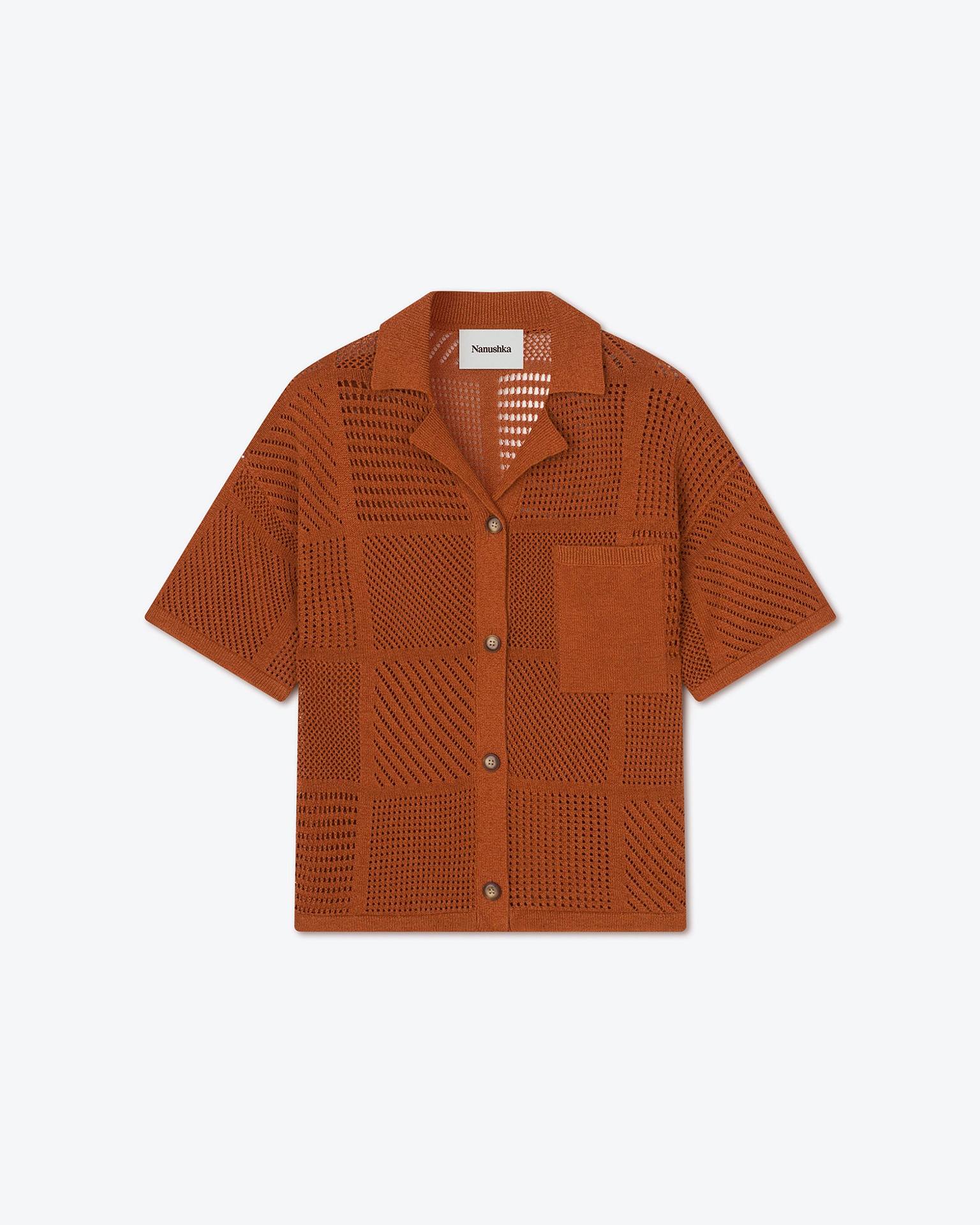 AYAAN - Knitted camp shirt - Rust - 1