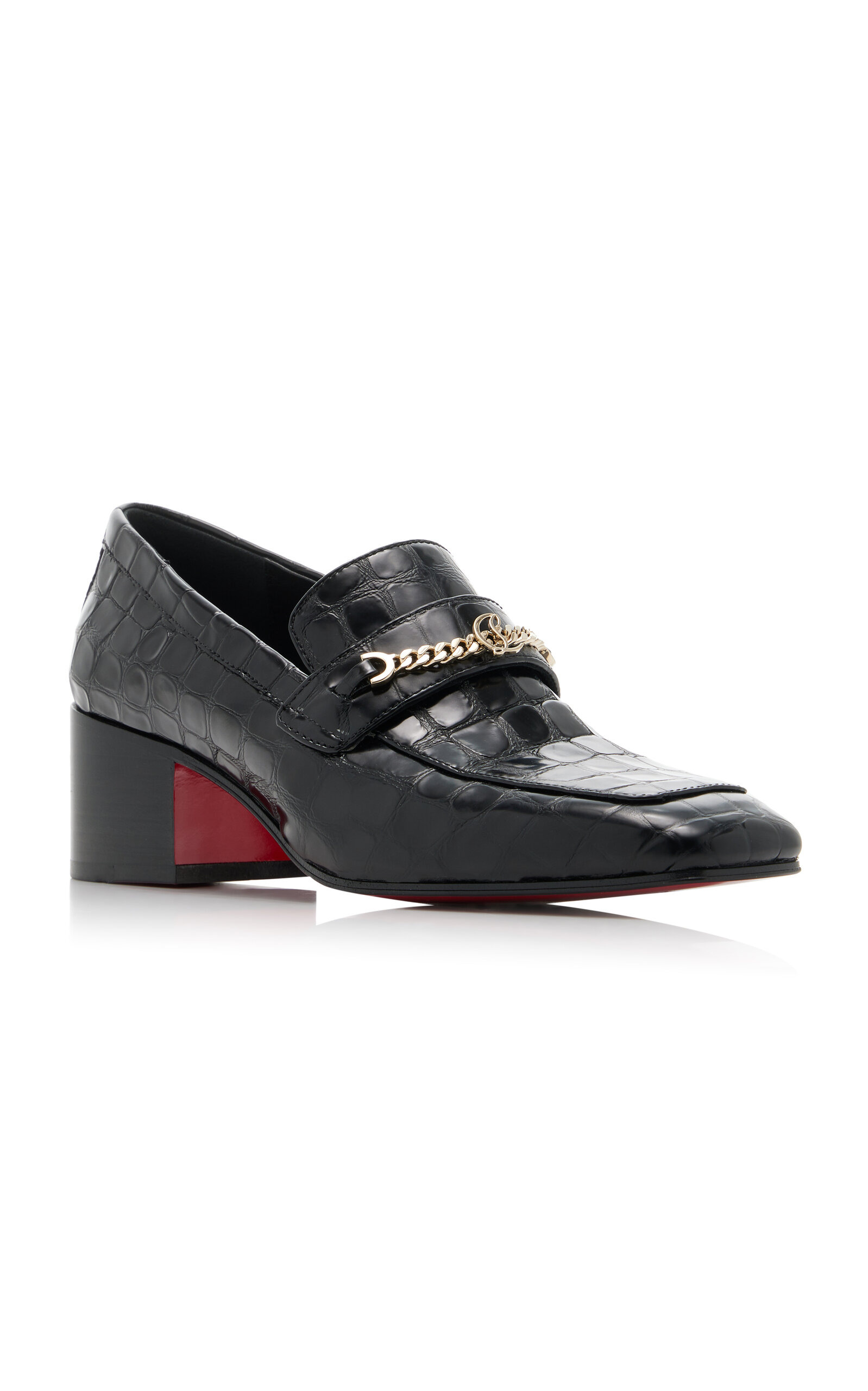 MJ Moc 50mm Croc-Embossed Leather Pumps black - 5