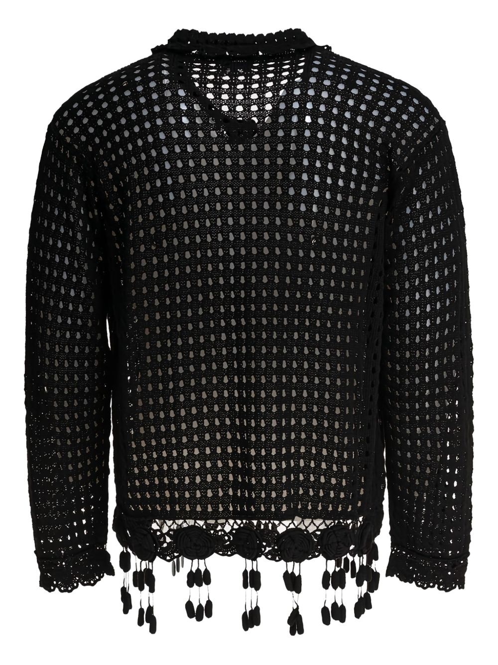 crochet-trimmed buttoned shirt - 2