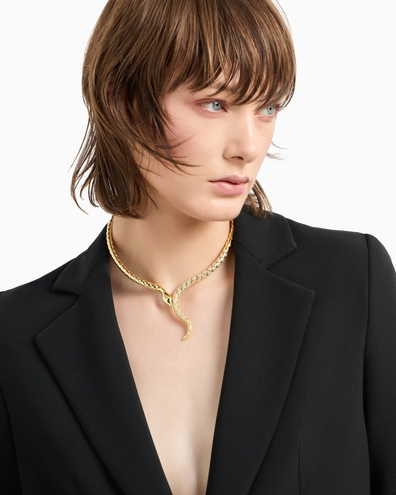 EMPORIO ARMANI GOLD-TONE BRASS COLLAR NECKLACE outlook