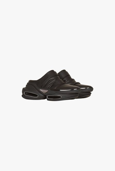 Balmain Black draped leather B-Bold mule sneakers outlook