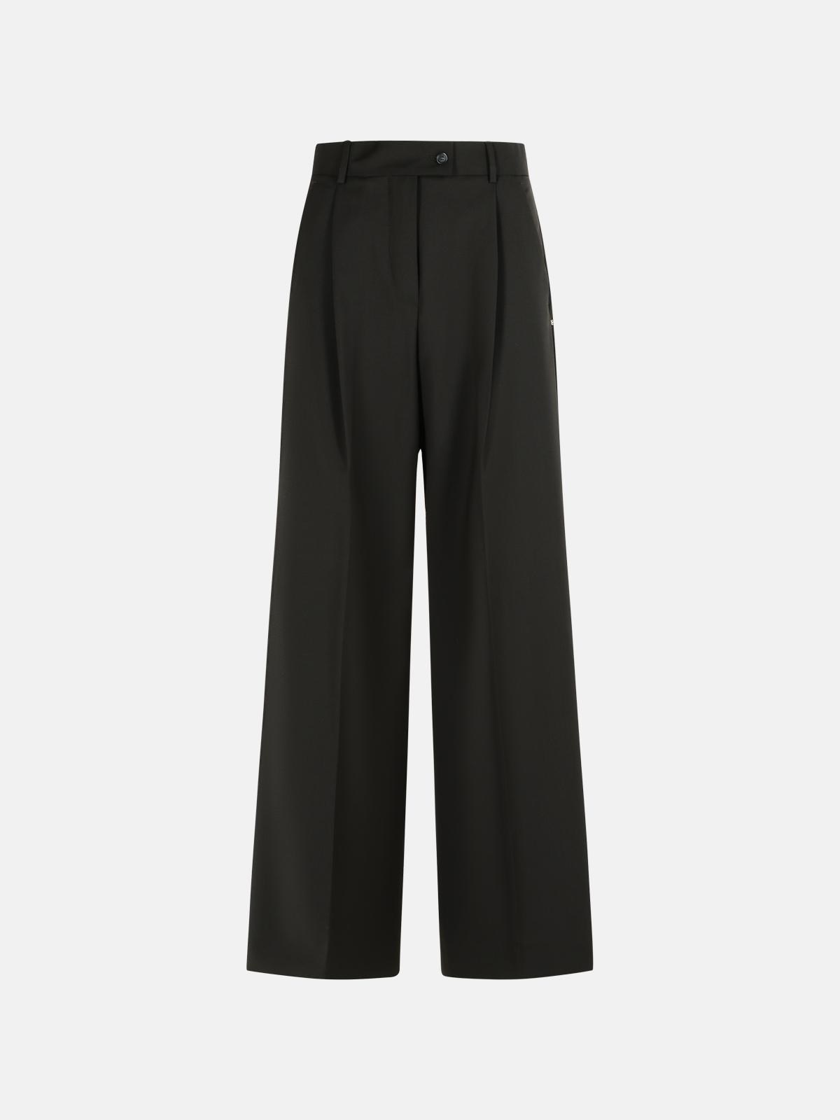 'VELA' DARK BROWN VIRGIN WOOL PANTS - 1