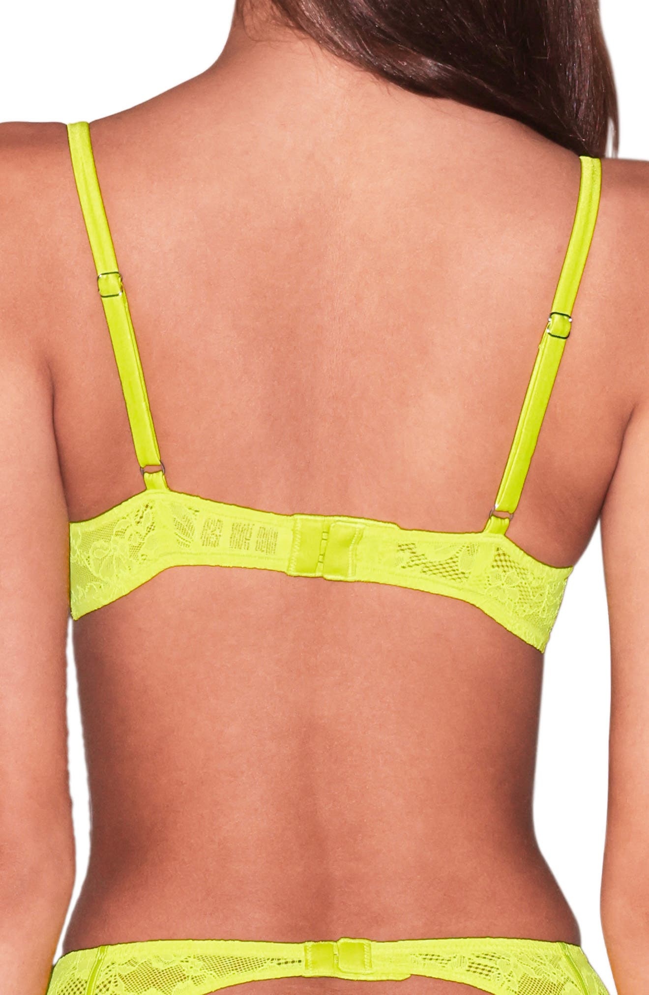 Fleur Du Mal Le Stretch Lace Demi Bra in Neon Yellow at Nordstrom - 2
