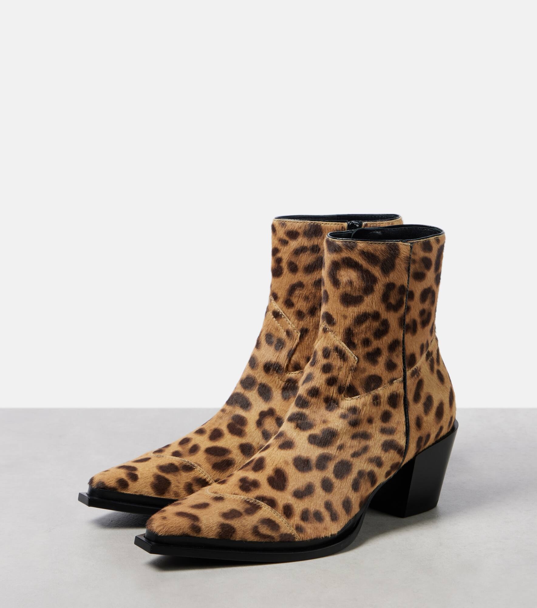 Cece 60 leopard-print calf hair ankle boots - 4
