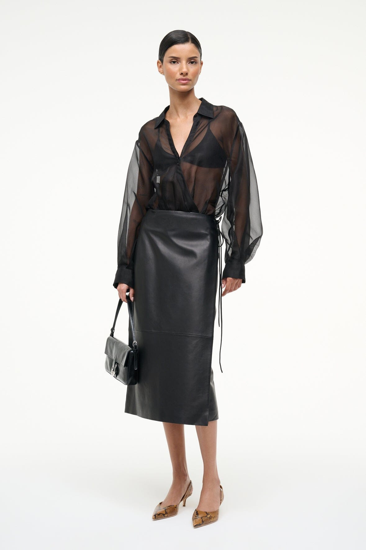 STAUD EVE SILK BODYSUIT BLACK - 2