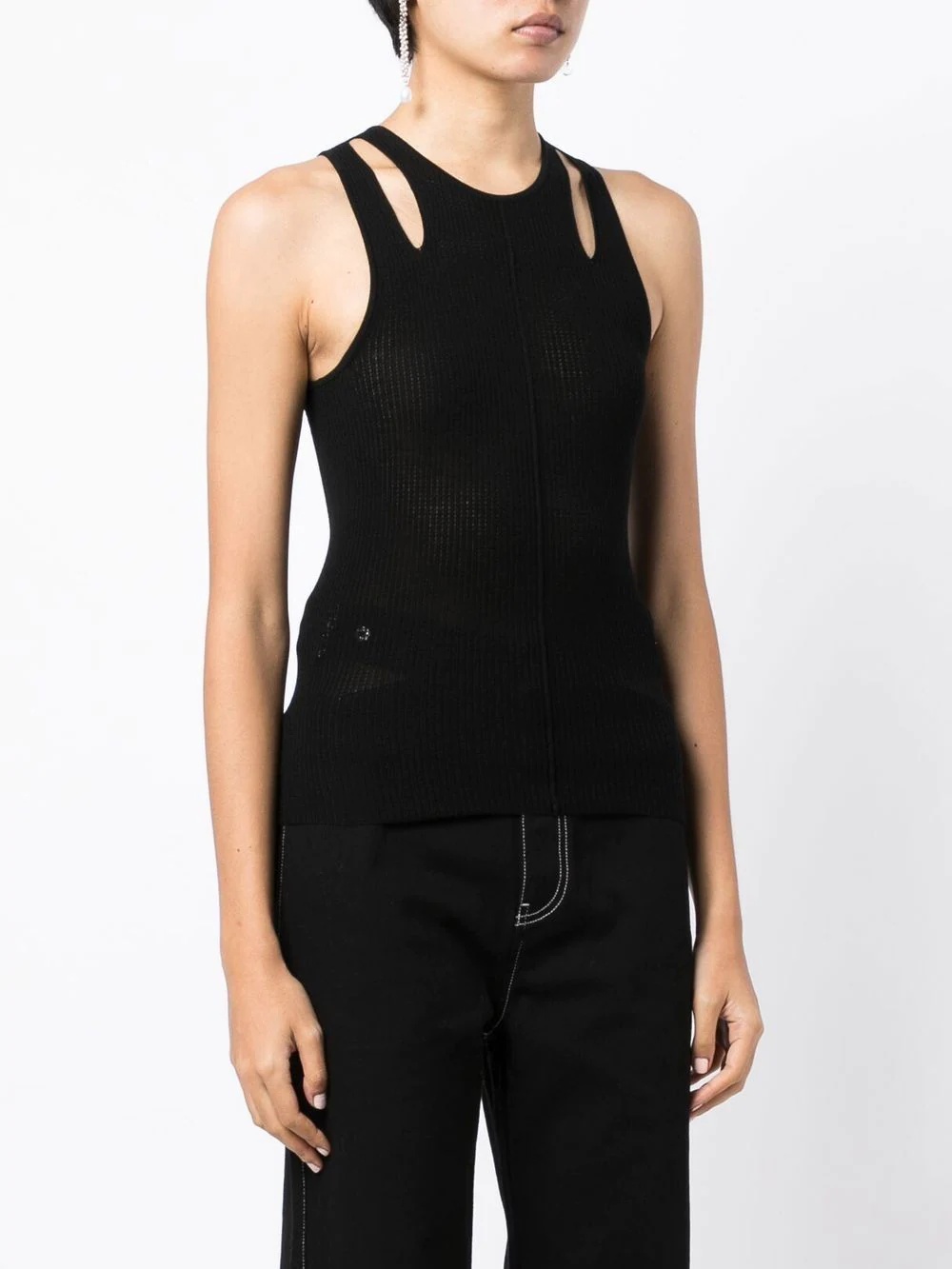 Merino Pointelle ribbed tank top - 4