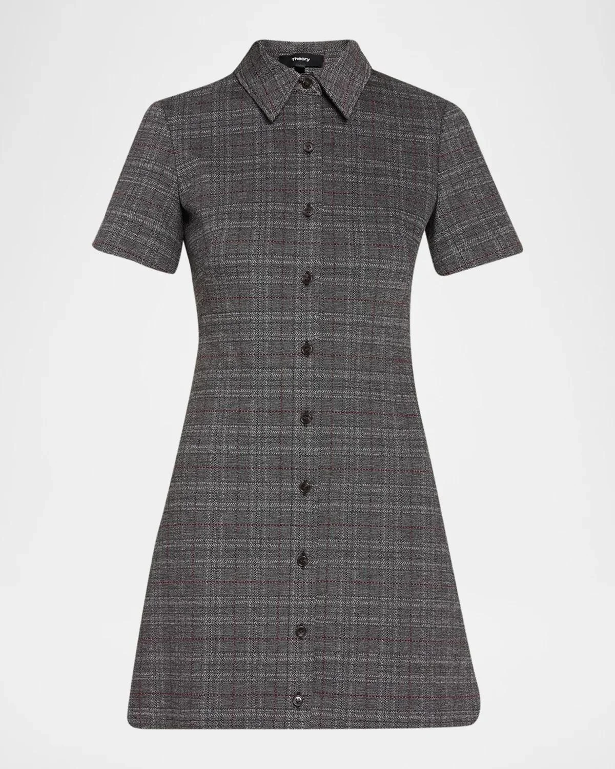 Easy A-Line Glen Plaid Mini Dress - 1