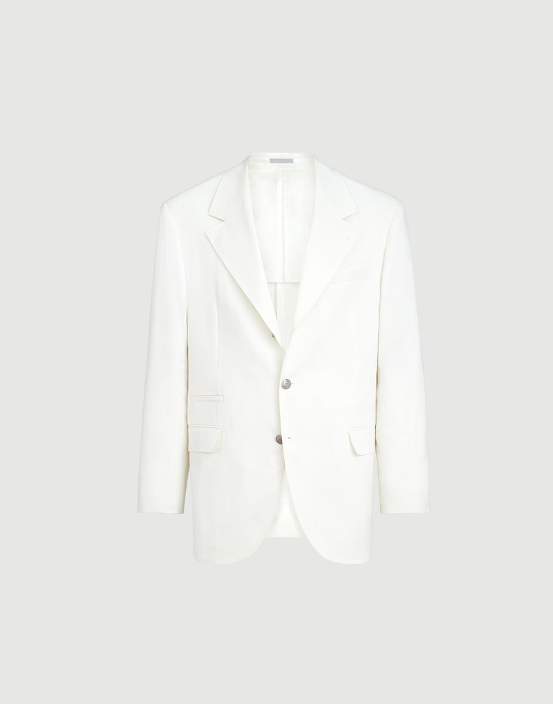 Linen, virgin wool and mohair gabardine Tailor blazer with metal buttons 1