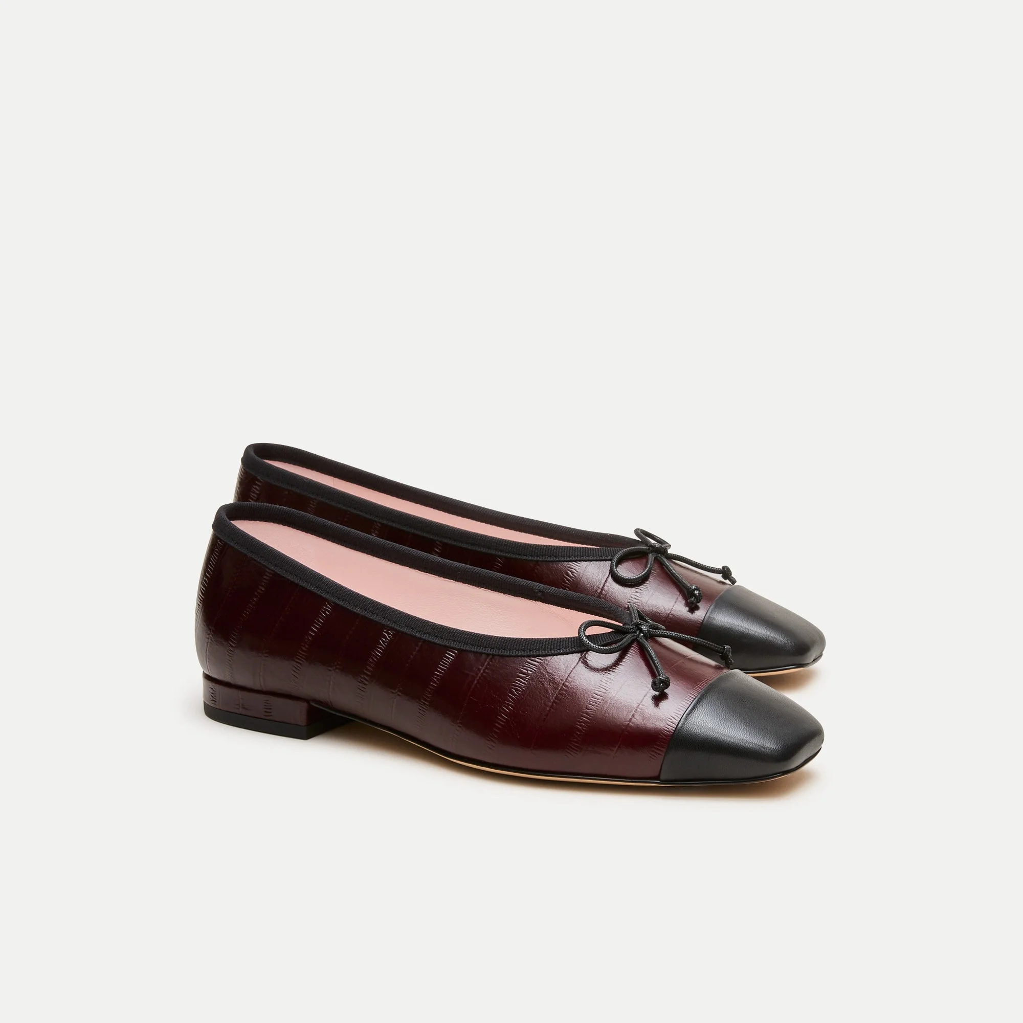 Sophie cap toe ballet flats in eel-embossed leather - 1
