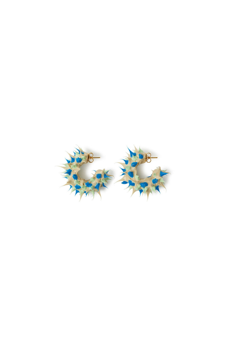 TUFT EARRINGS / beige, blue & light green 1