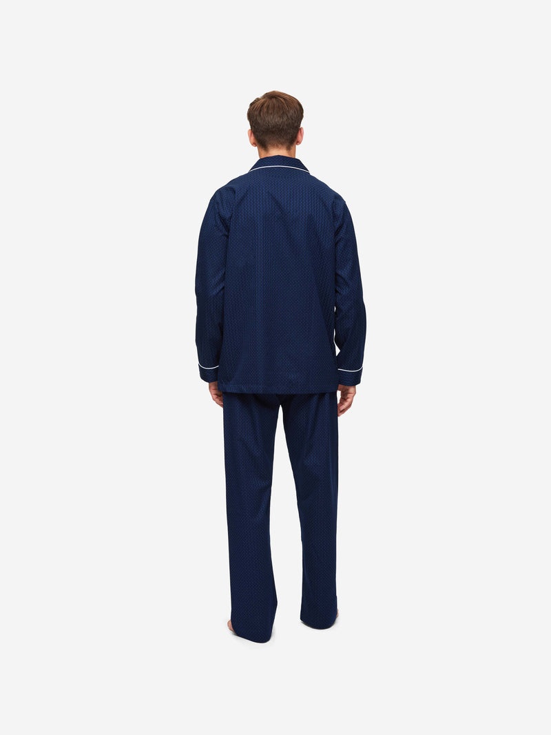 Men's Classic Fit Pyjamas Royal 40 Cotton Satin Navy - 5