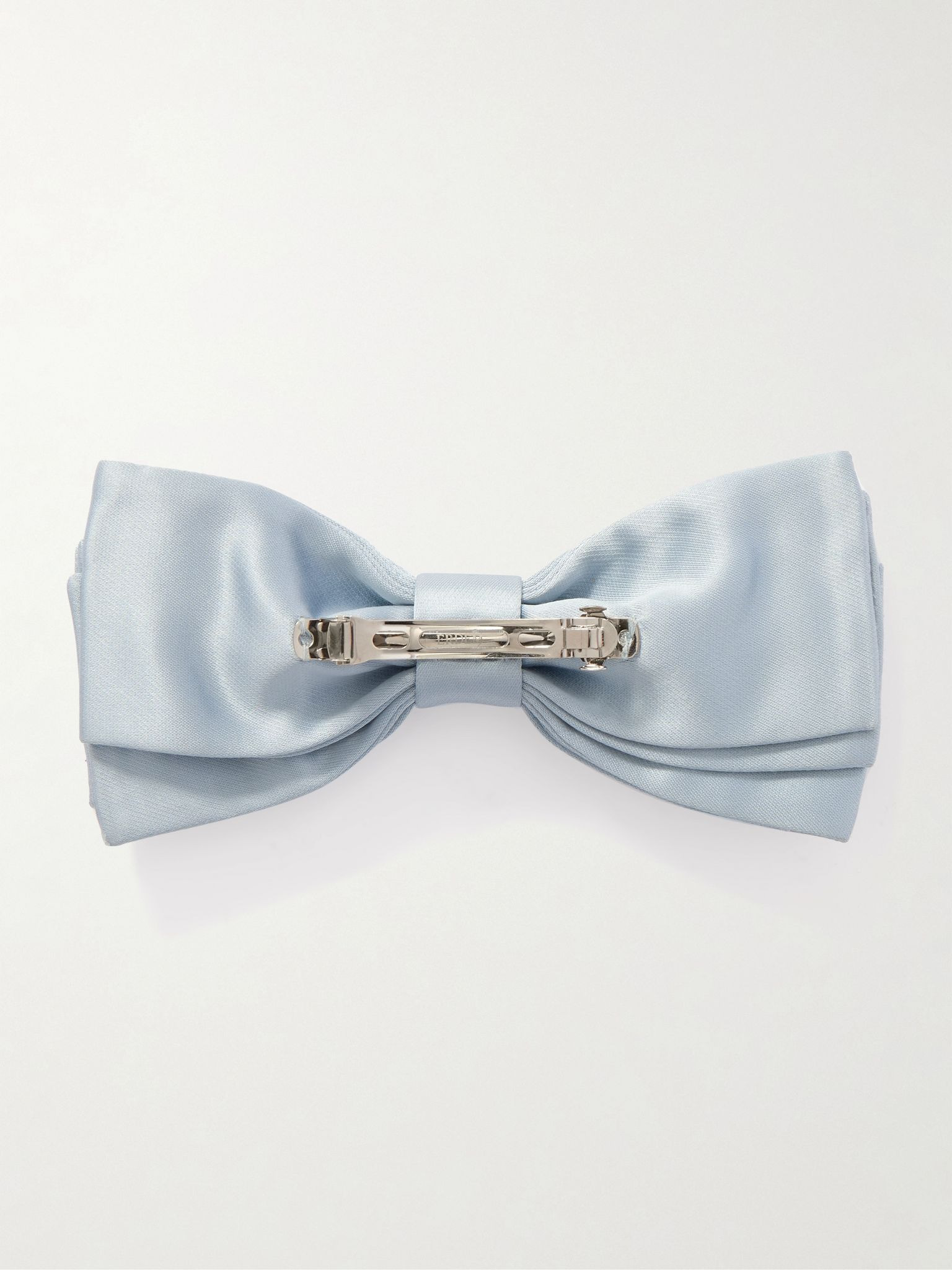 Crystal-embellished satin bow hairclip Sky blue - 3