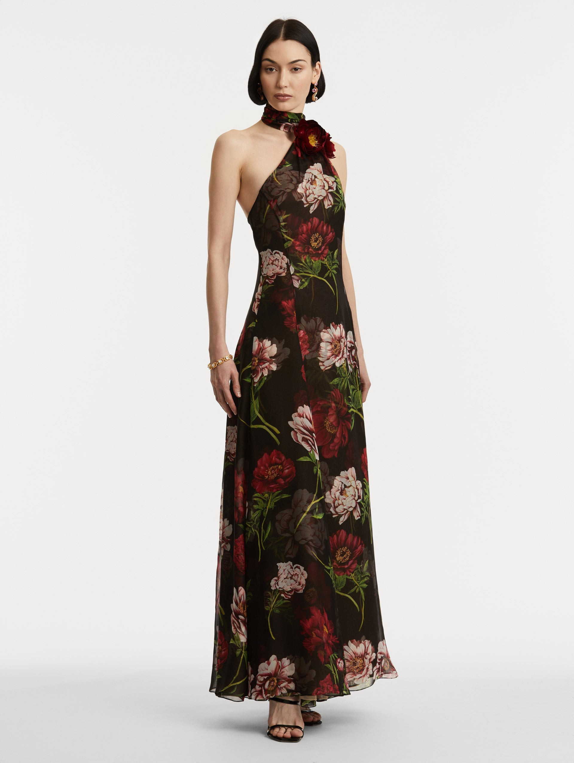 PEONY SILK CHIFFON GOWN - 4