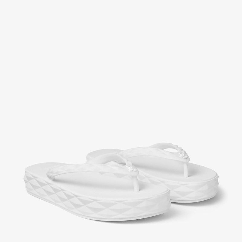 Diamond Flip Flop Optical White Rubber Flats 2