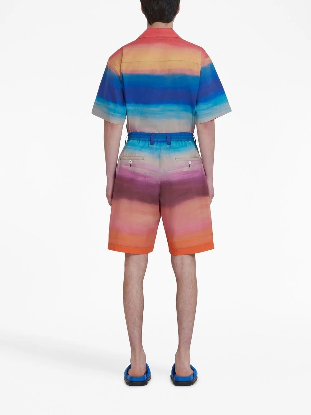 PAINTERLY-PRINT PLEATED COTTON SHORTS - 5