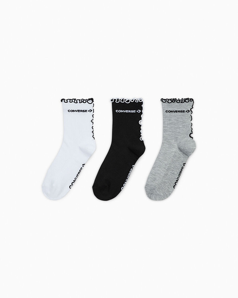 3-Pack Ribbed Ruffled Cuff Socks 1