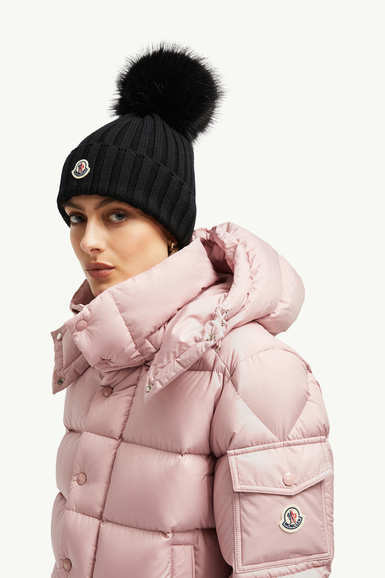 Wool Beanie with Faux Fur Pom Pom - 2