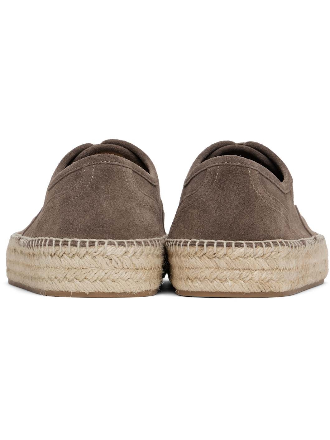 Taupe Suede Lace-Front Platform Espadrilles - 2