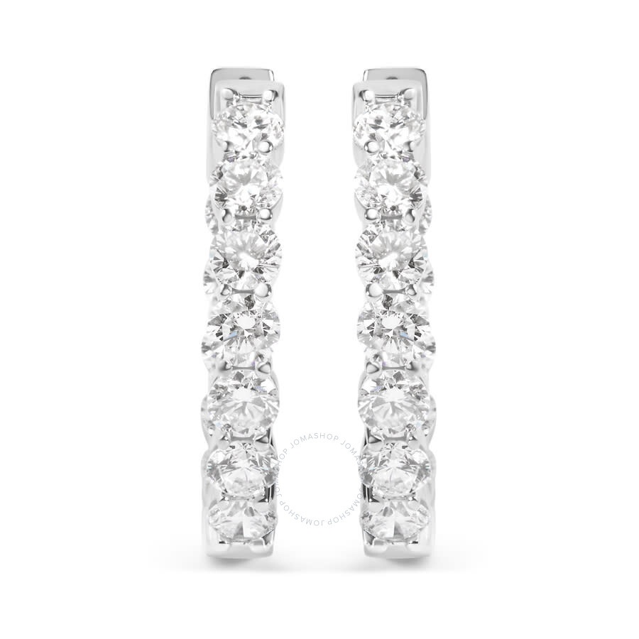 Haus Of Brilliance - Haus of Brilliance 14K White Gold 5.00 Cttw Lab-Grown Diamond Inside Out Hoop Earrings - 2