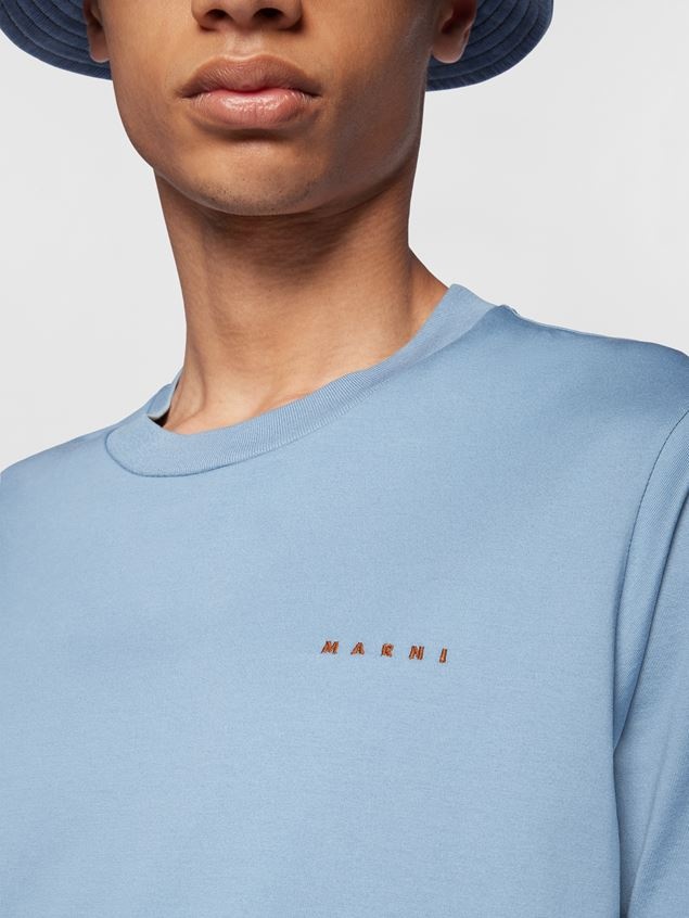 PALE BLUE COTTON JERSEY T-SHIRT - 4