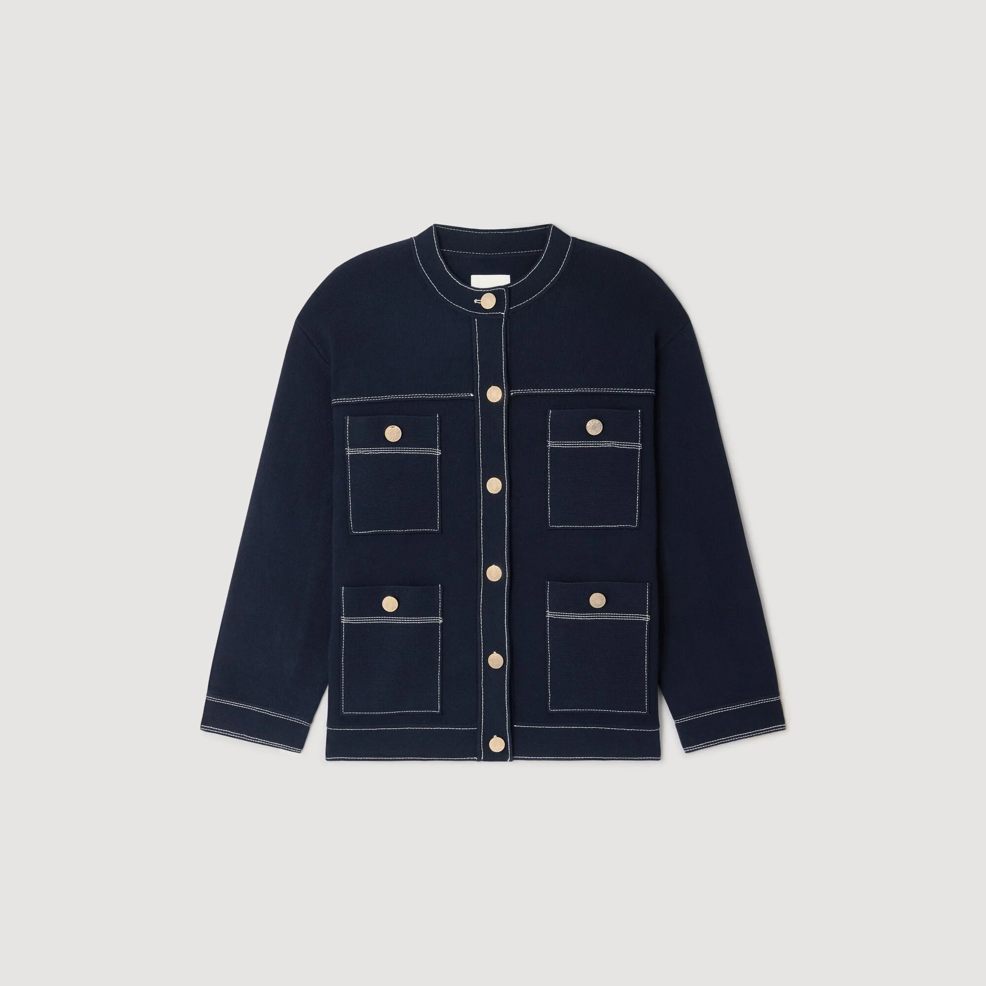 CONTRAST STITCH CARDIGAN - 1