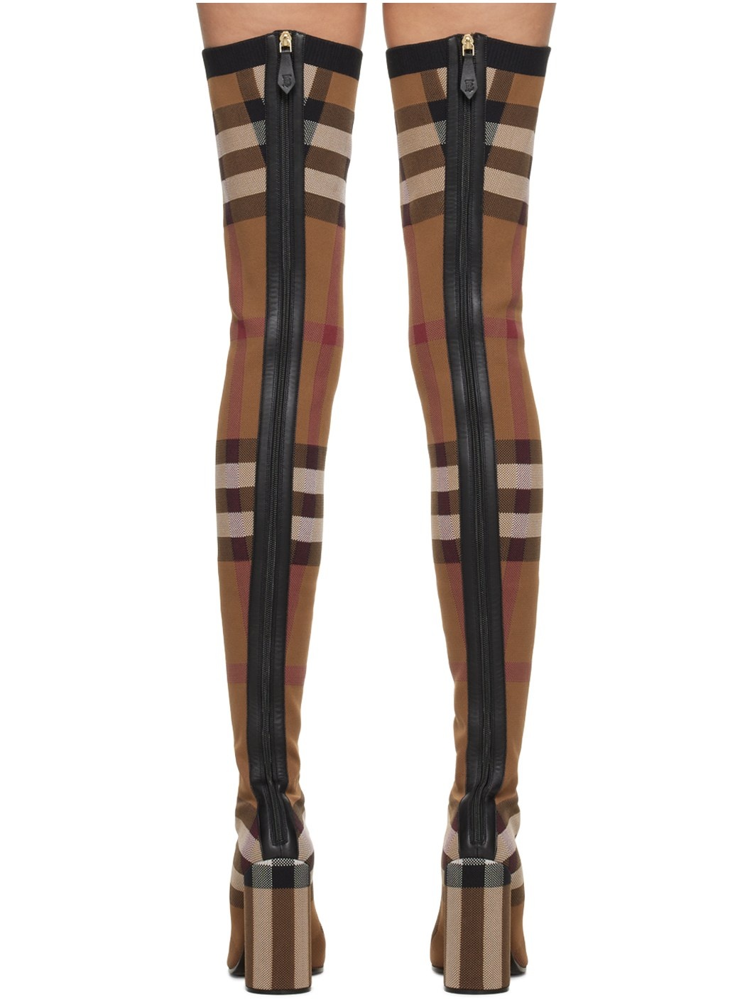 Brown Check Over-The-Knee Boots - 2