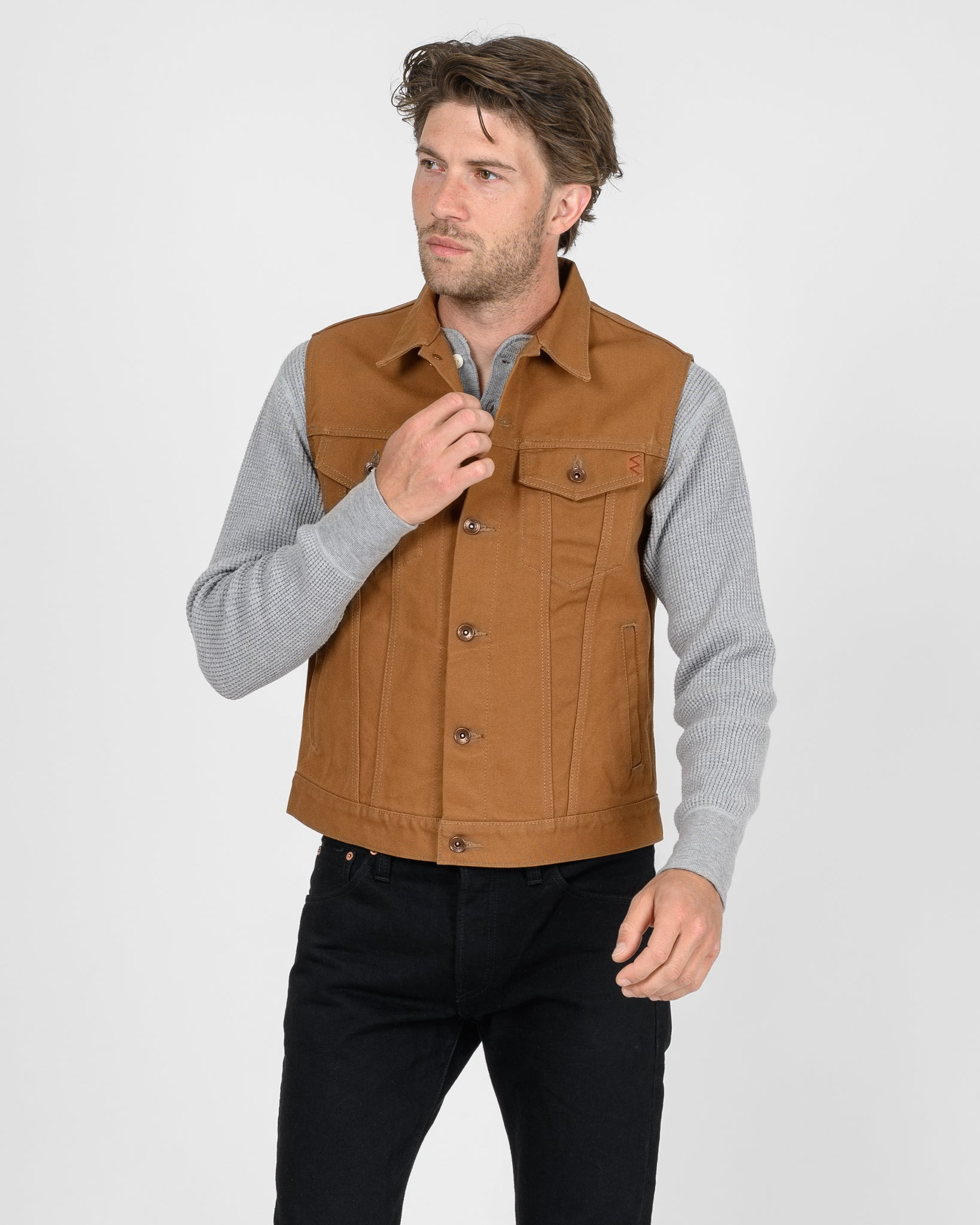 IH-2526V 17oz Duck Modified Type III Vest - Brown - 2