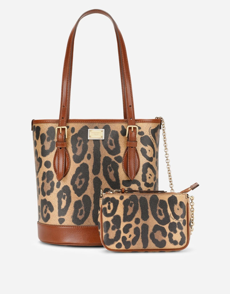 Leopard-print Crespo bucket bag with branded plate 5