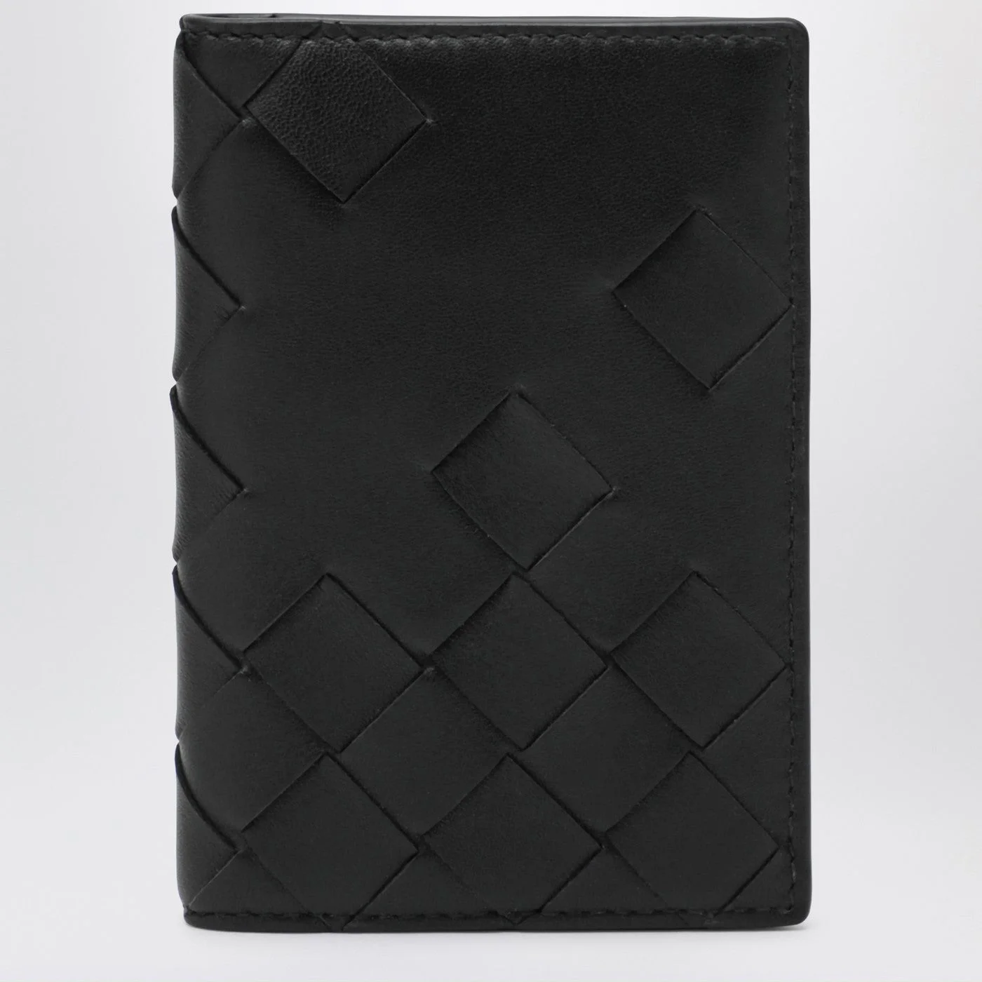 Card holder with flap black in Braided - 1