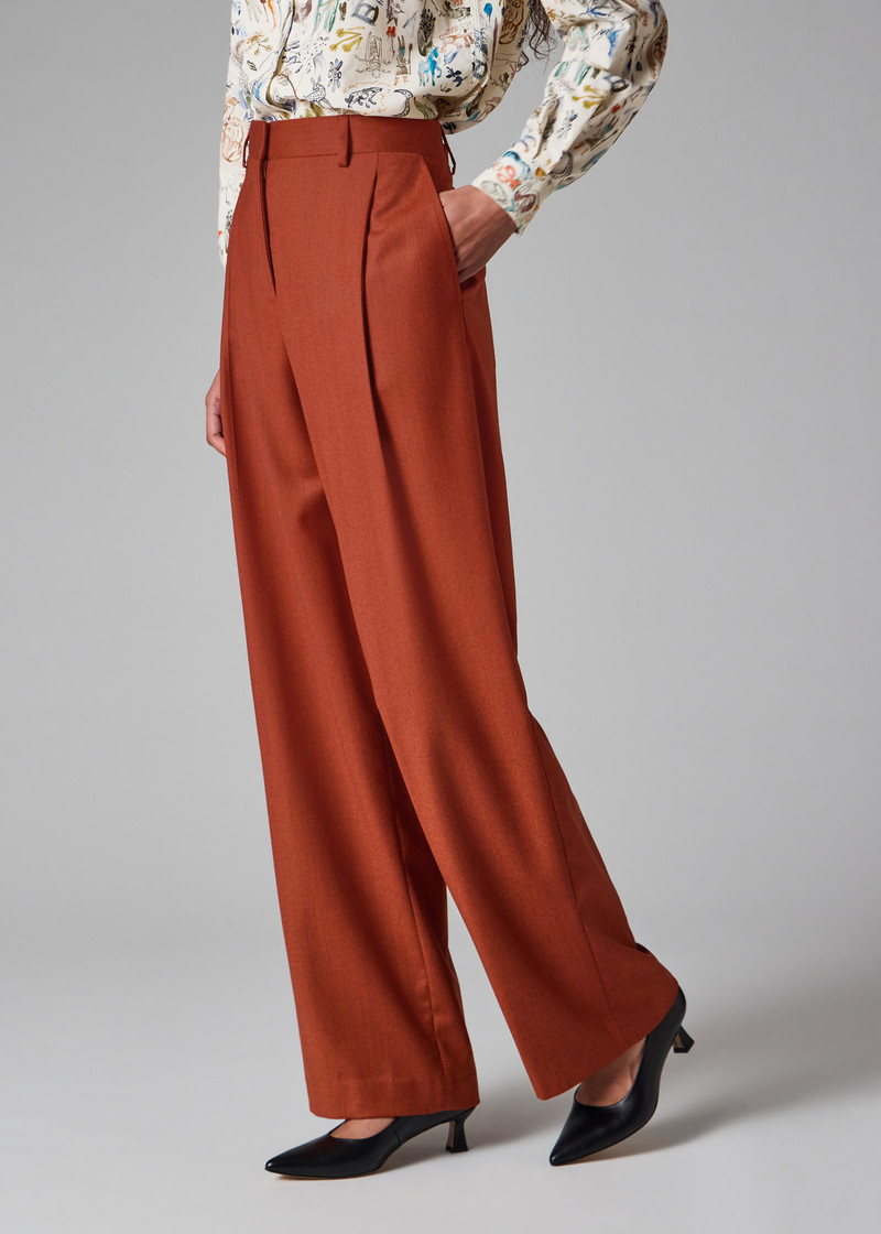 Women's Rust Flannel Wide-Leg Trousers 3