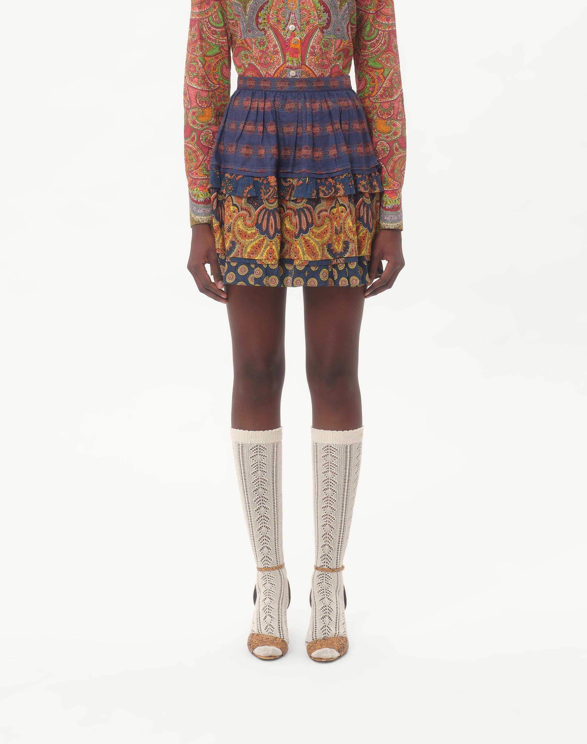 SKIRT IN LINO PAISLEY MEDAGLIONI VOYAGE IMAGINAIRE - 4