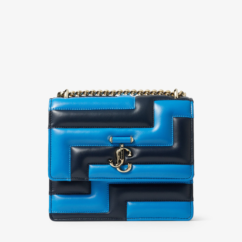 Avenue Quad
Navy and Sky Avenue Nappa Leather Shoulder Bag with JC Emblem 1