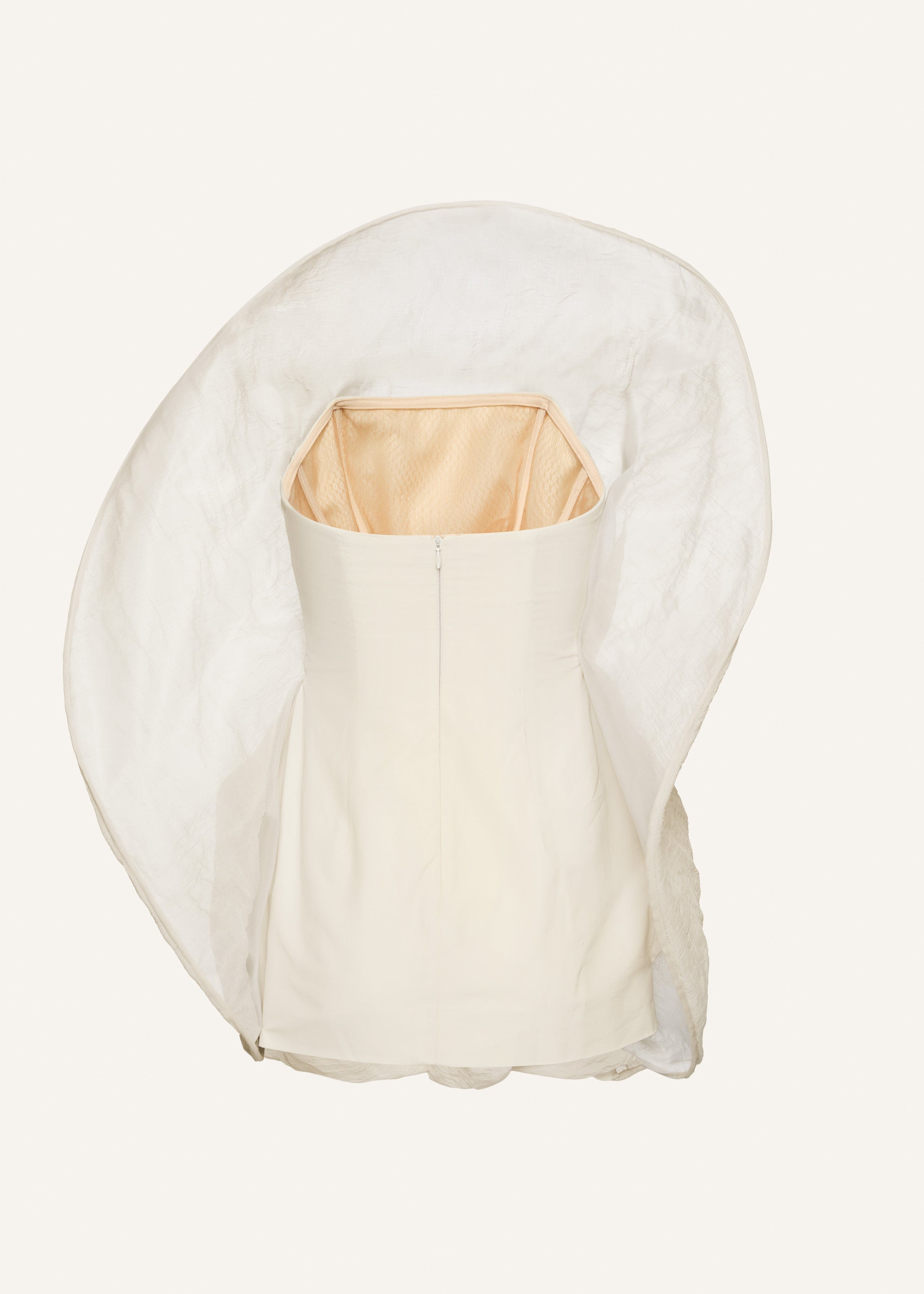 Strapless sculptural mini dress in beige - 2