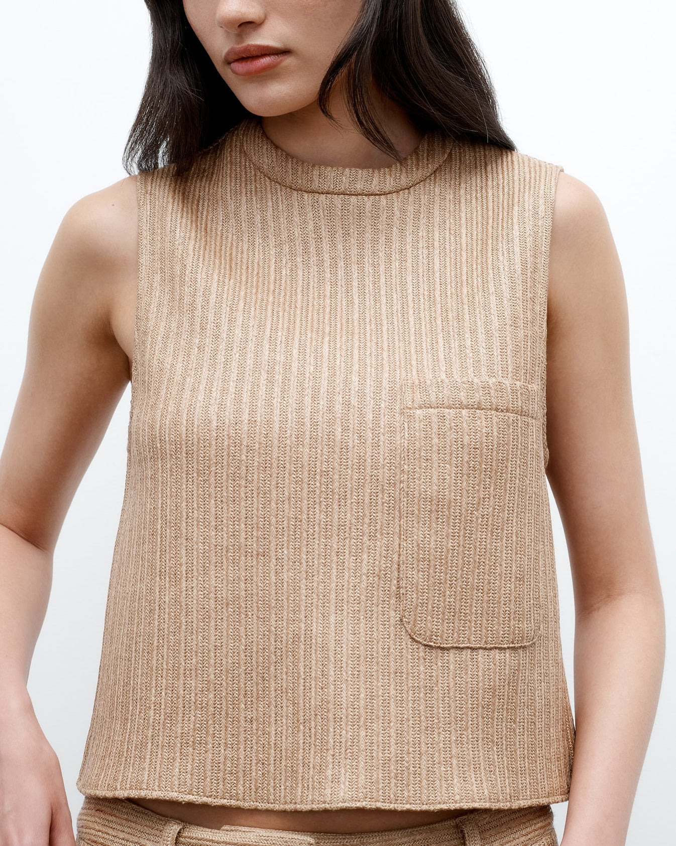Cropped Muscle Tank In Soft Cotton Raffia - 2