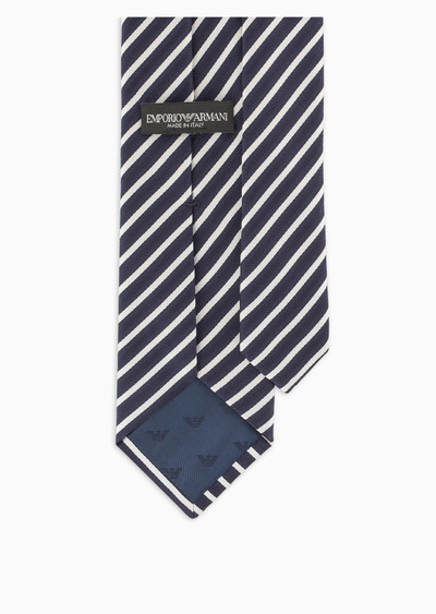 EMPORIO ARMANI Pure silk tie with jacquard striped motif outlook