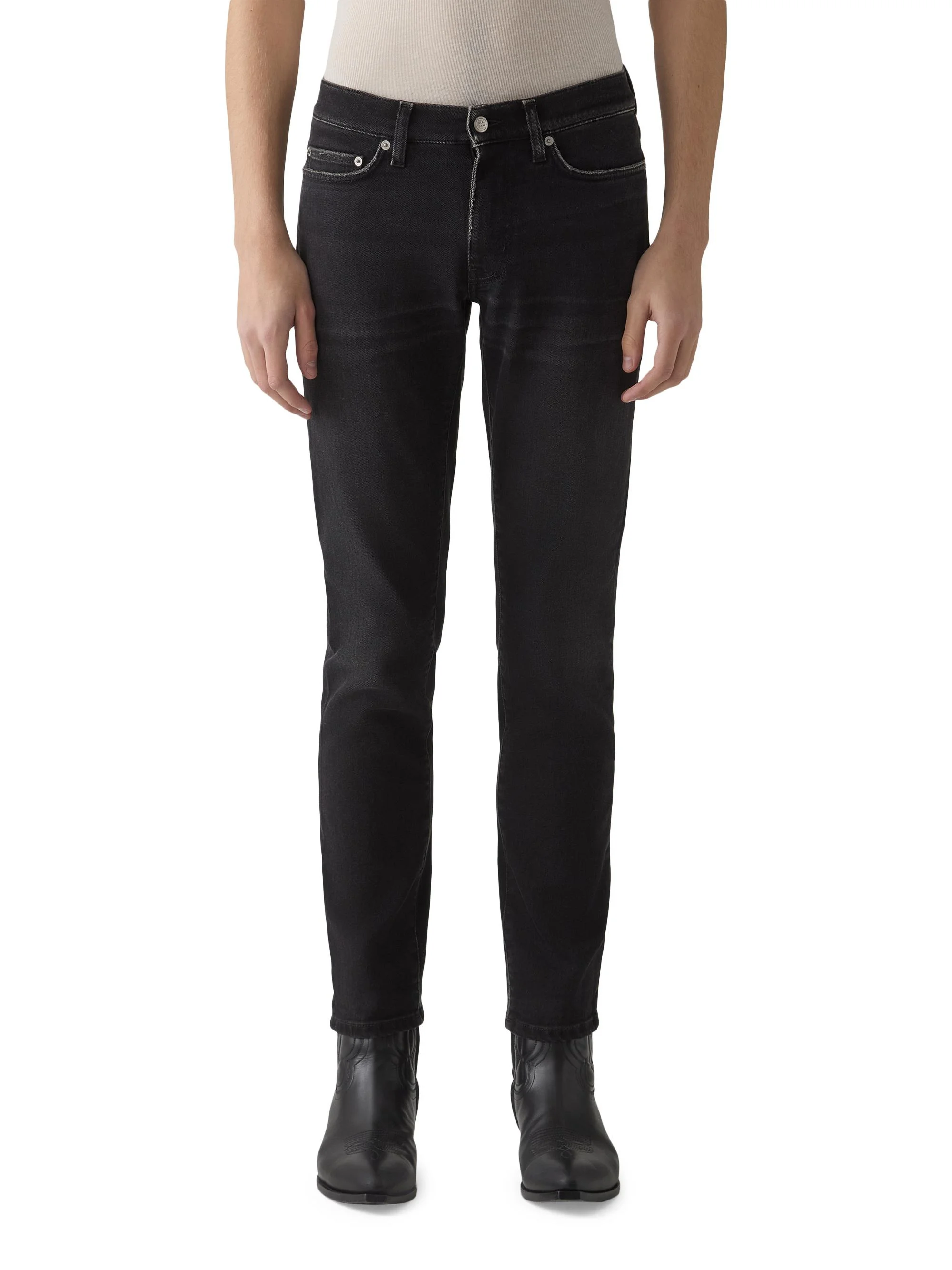 Men's Stretch-Denim Mid-Rise Slim-Fit Jeans - Subtle Black - 1