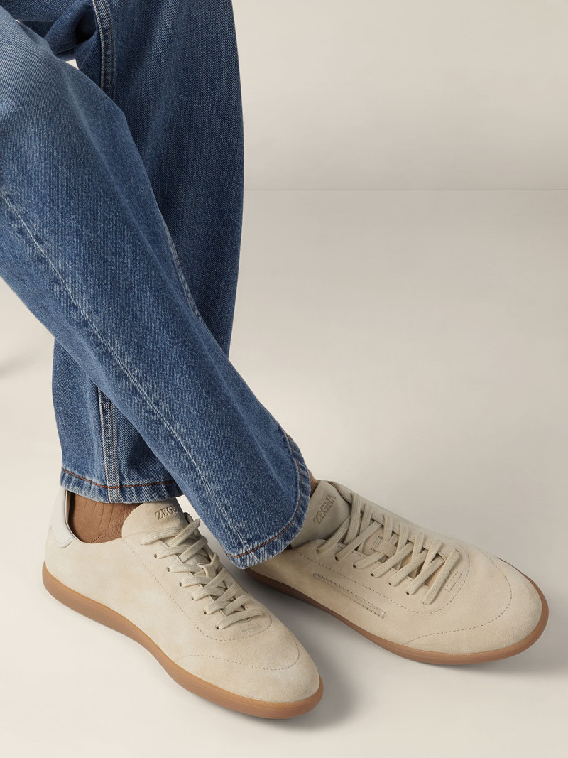 ZEGNA WHITE 232 SUEDE SNEAKERS outlook