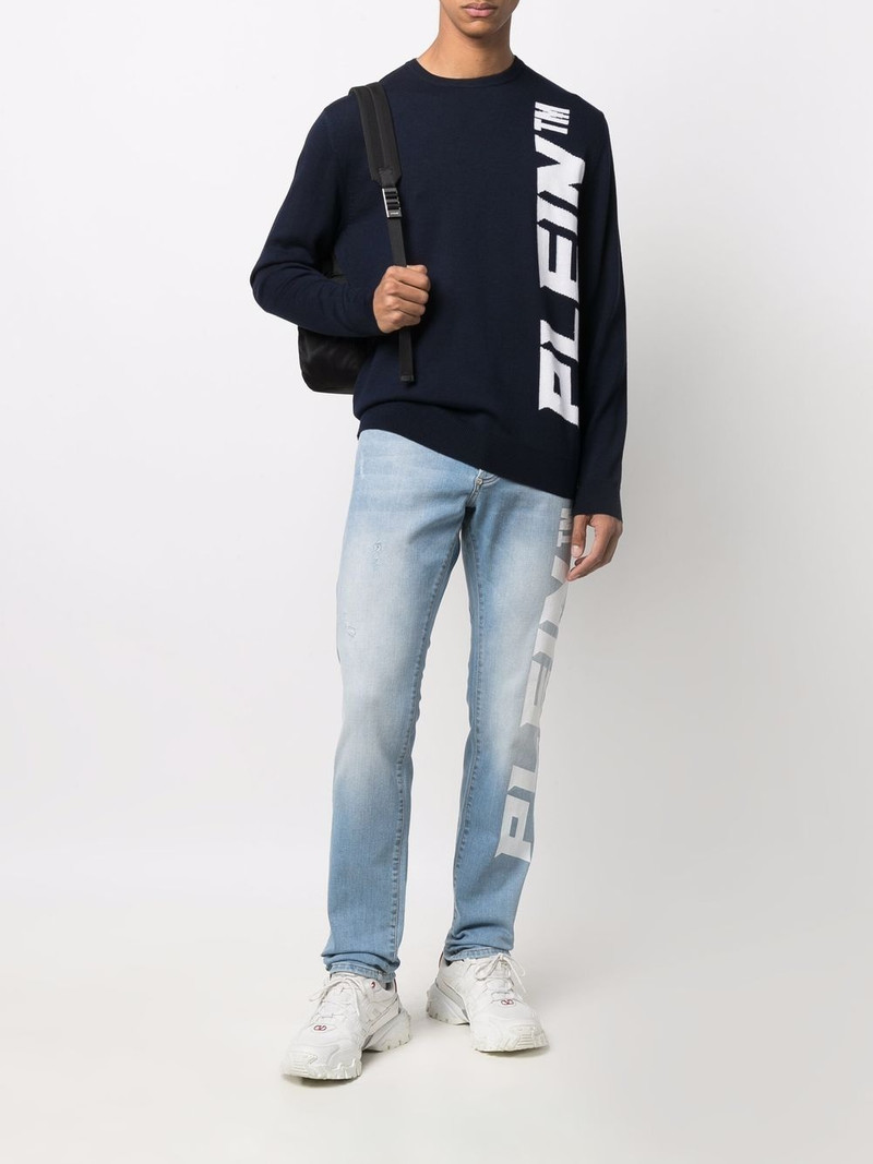 PHILIPP PLEIN logo-print straight-leg jeans outlook