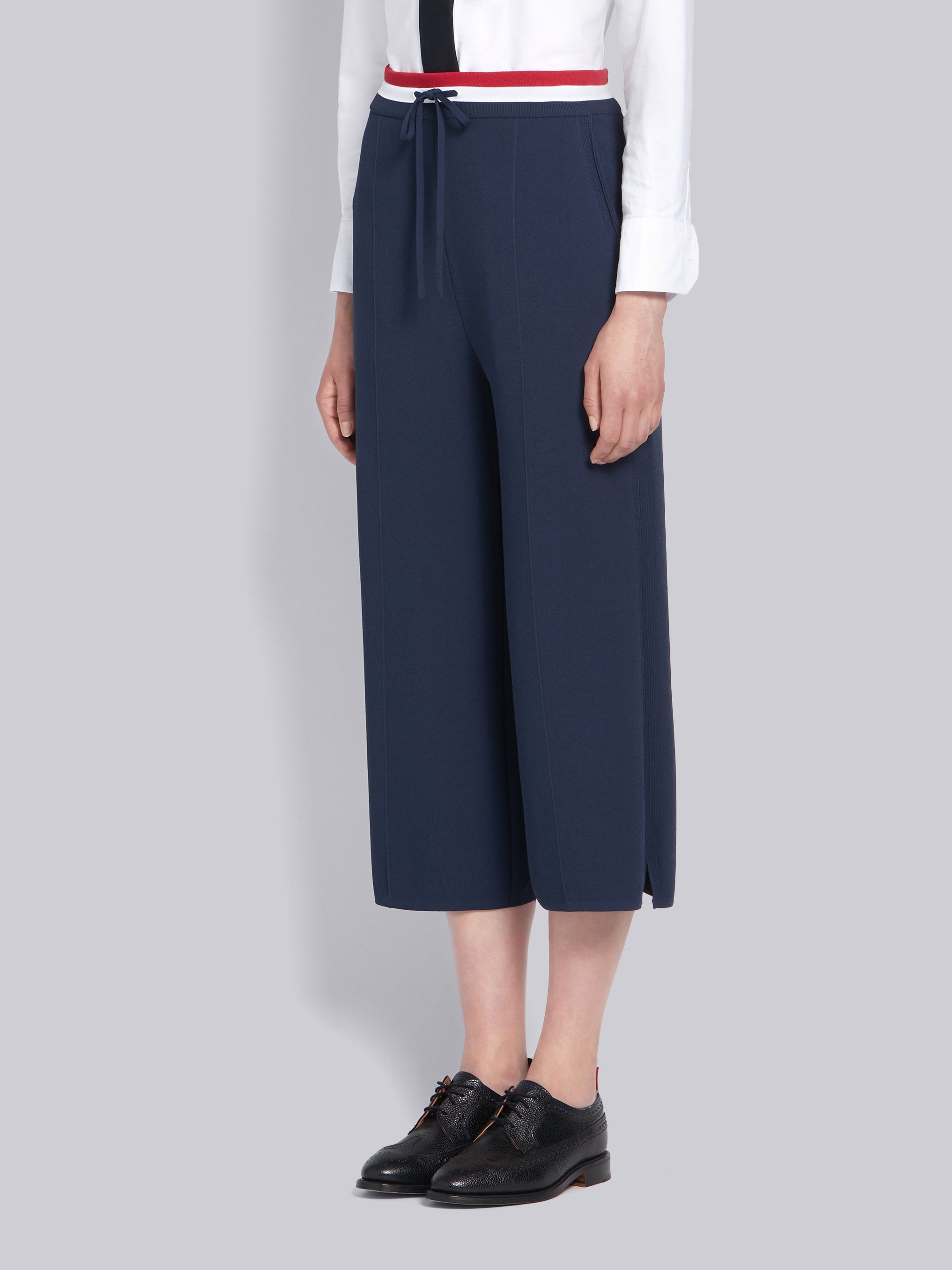 Navy Viscose Elite Pin Tucket Cropped Pant - 2