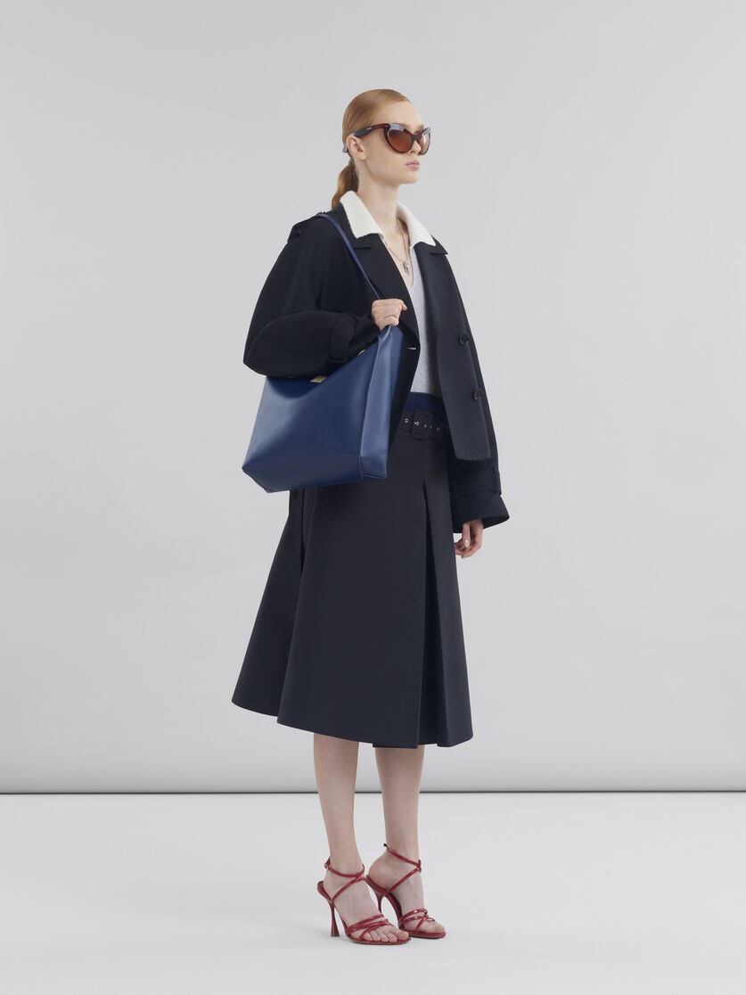 BLACK COTTON A-LINE SKIRT WITH MARNI SYMBOL - 5