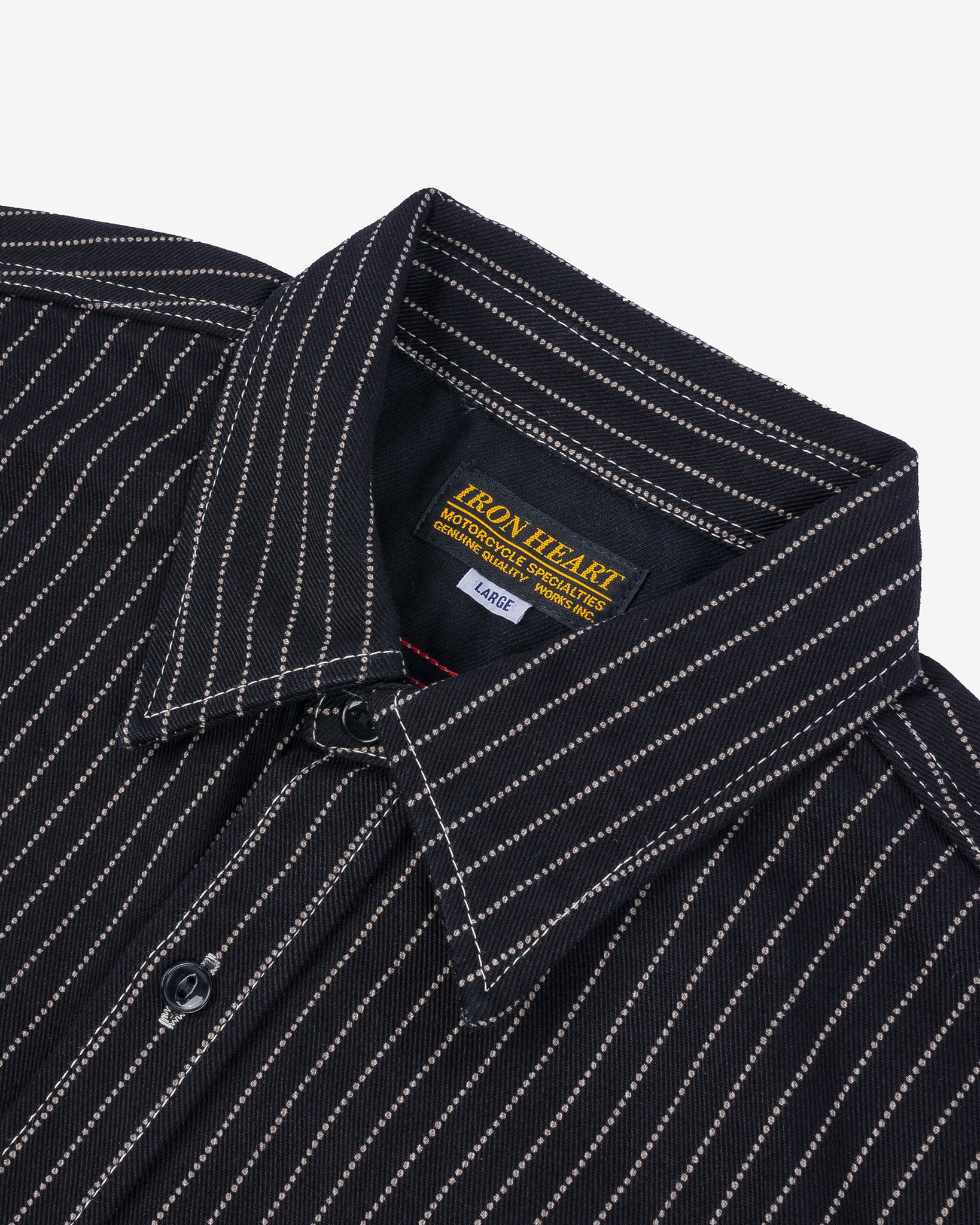 IHSH-266-BLK 12oz Wabash Work Shirt - Black with Black Buttons - 5