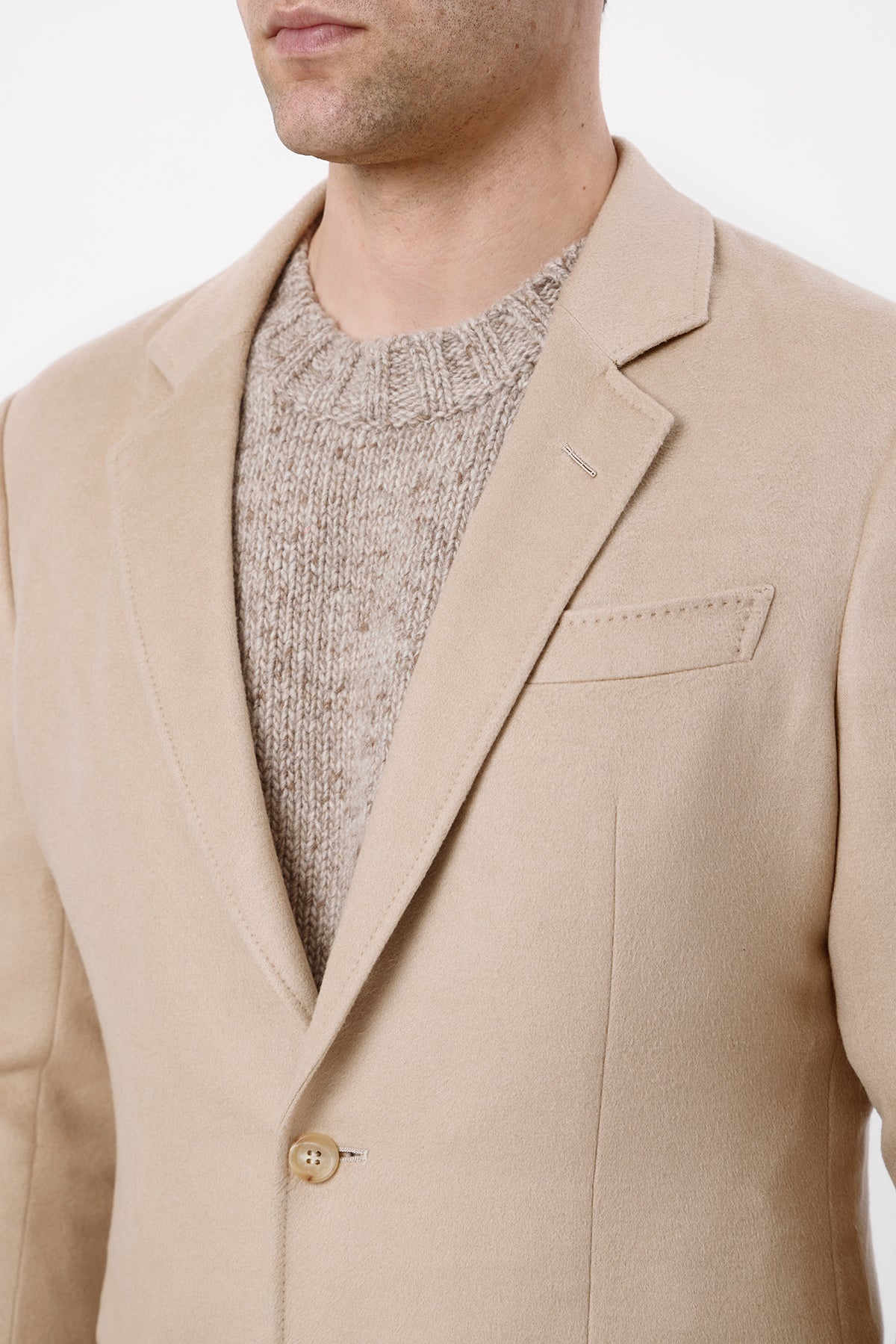 Irving Jacket in Camel Winter Silk - 5