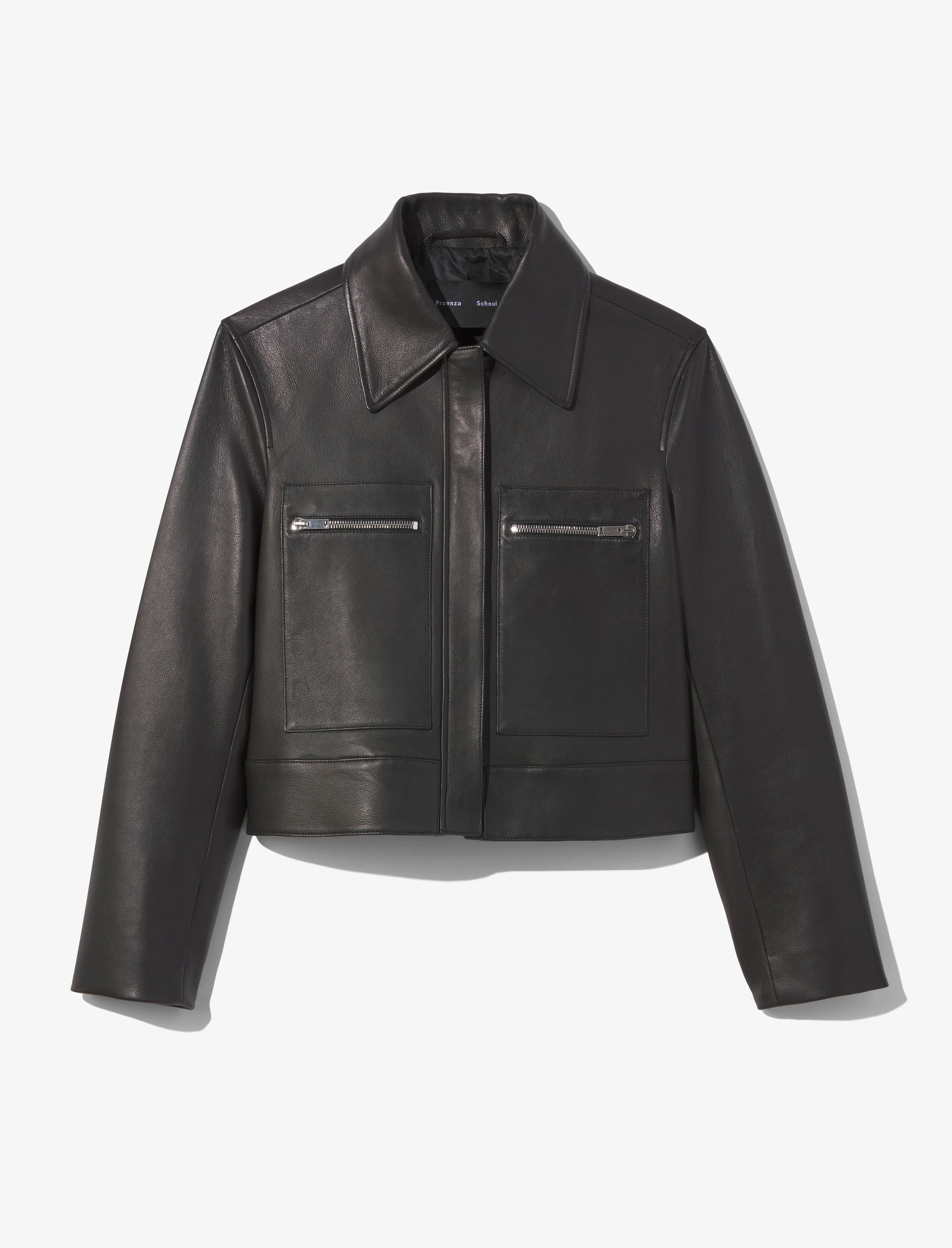 Grainy Leather Cropped Jacket - 1