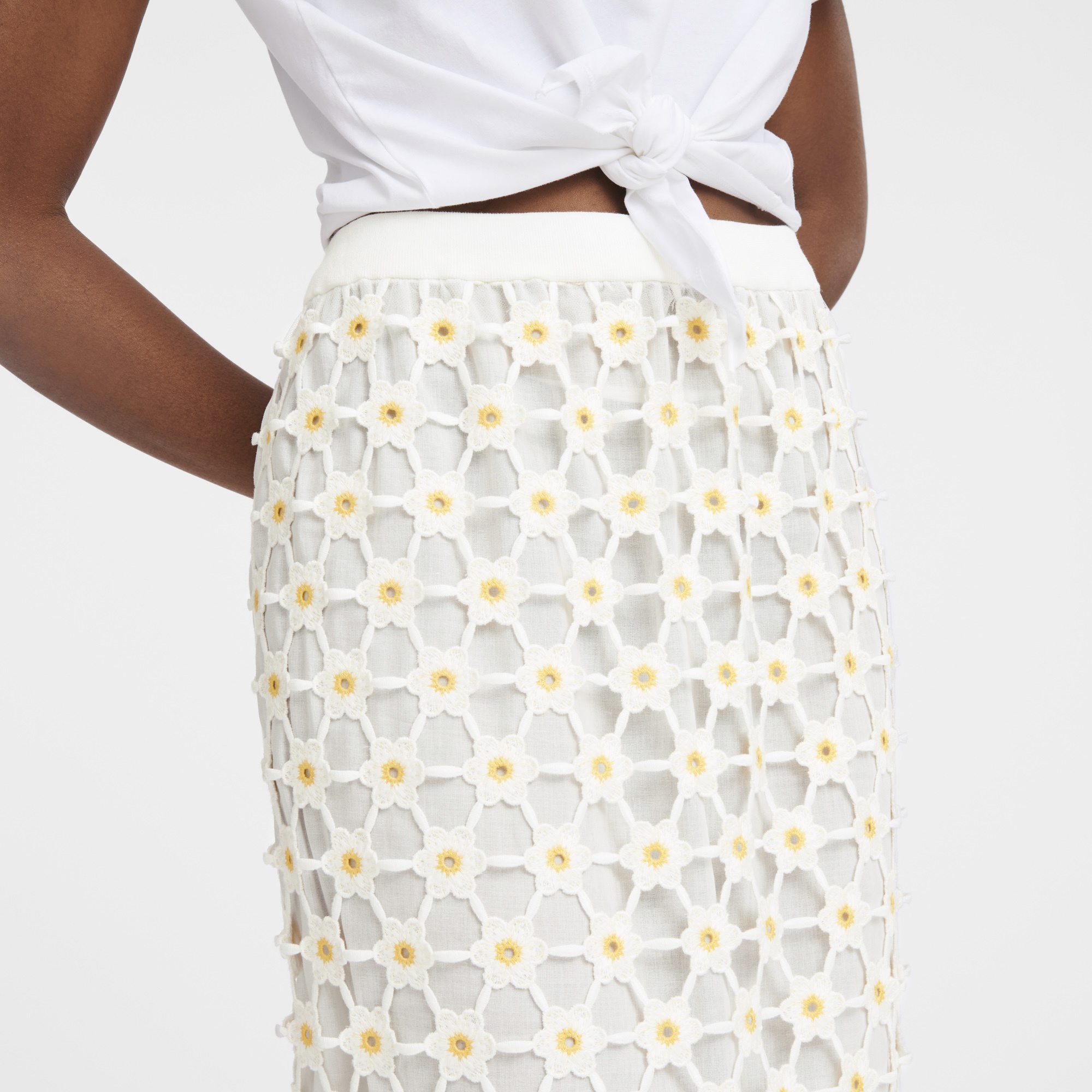 Long skirt White - Macramé - 3