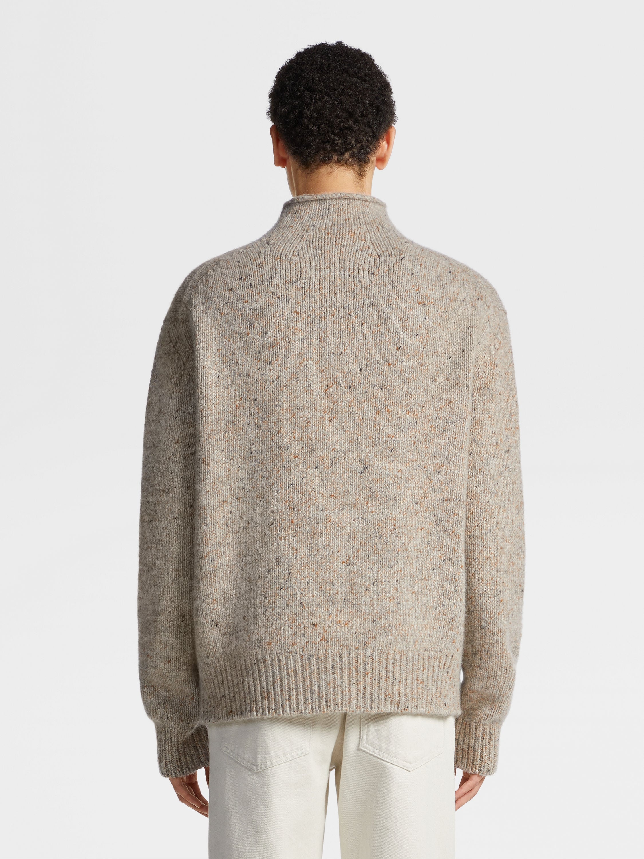 LIGHT TAUPE MÉLANGE OASI CASHMERE HIGH NECK - 3