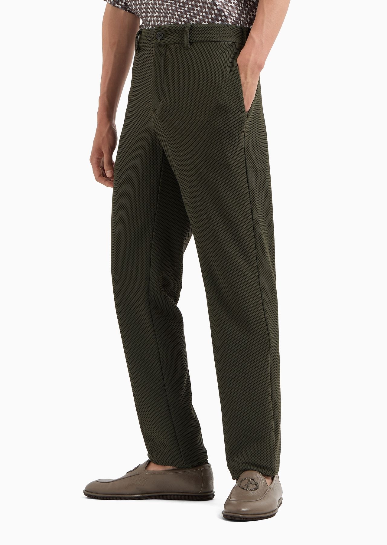 Technical waffle flat-front trousers - 2