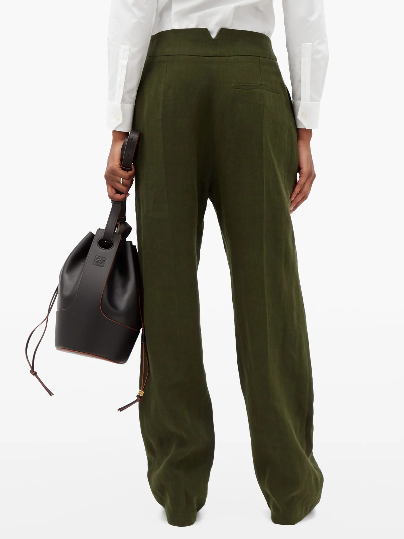 High-rise linen wide-leg trousers - 5