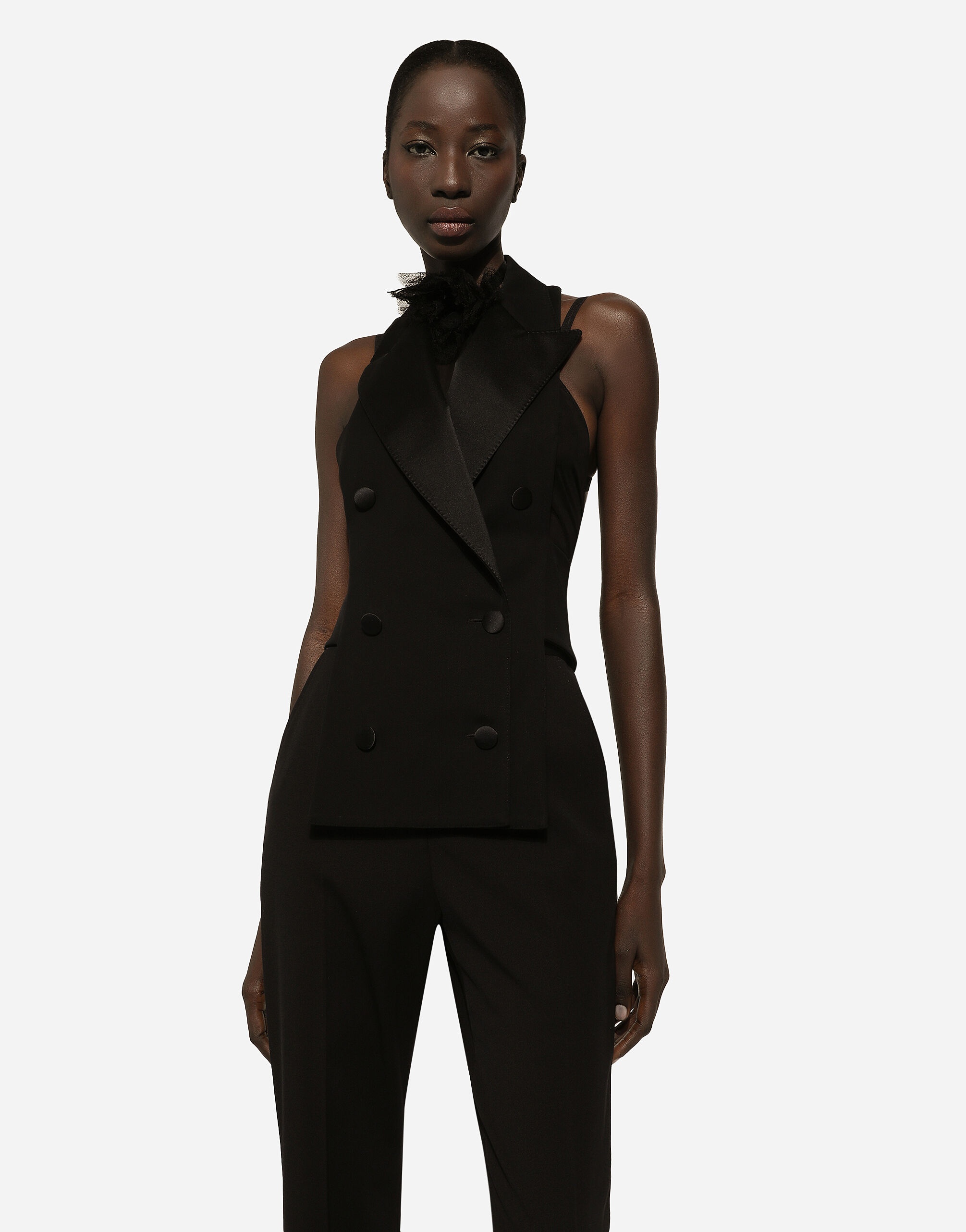Double-breasted wool gabardine waistcoat - 5