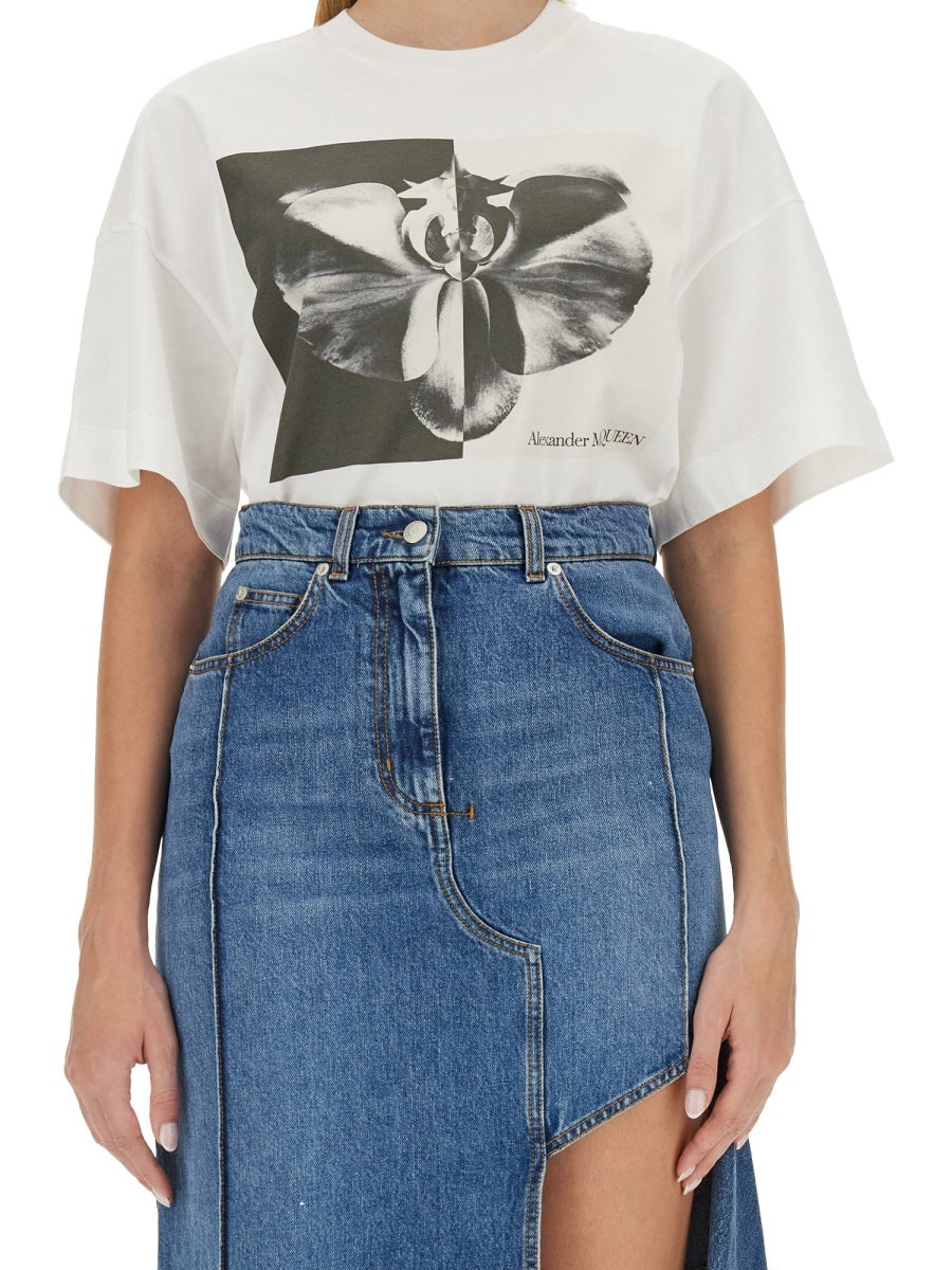 Tシャツ・カットソー Alexander Mcqueen Photographic Orchid T-Shirt Alexander McQueen Alexander Mcqueen Women Photographic