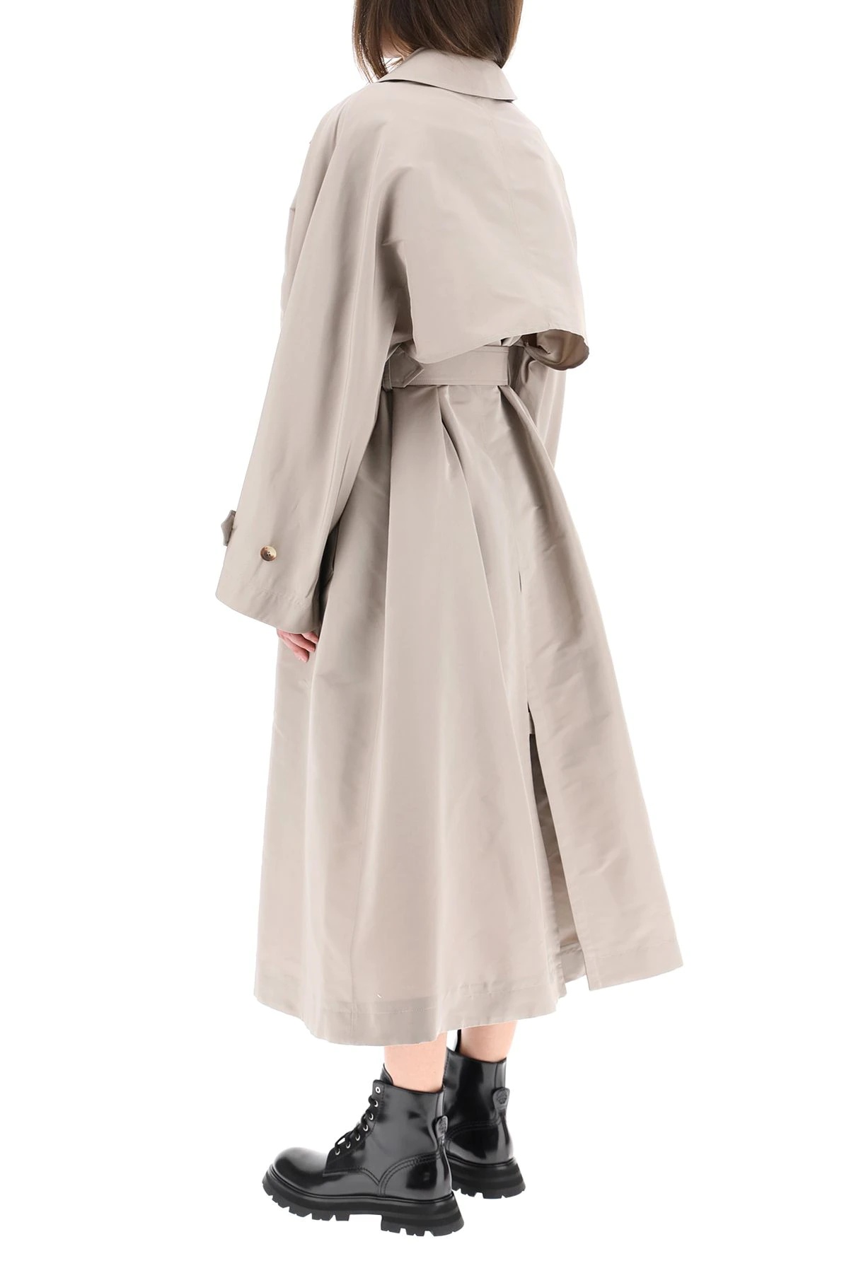 OVERSIZED FAILLE TRENCH COAT - 4